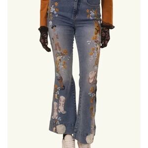 🌵 NWT Blue B. Collection Embroidered Western Flare Jeans - Size L